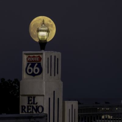 Street Lamp and Moon